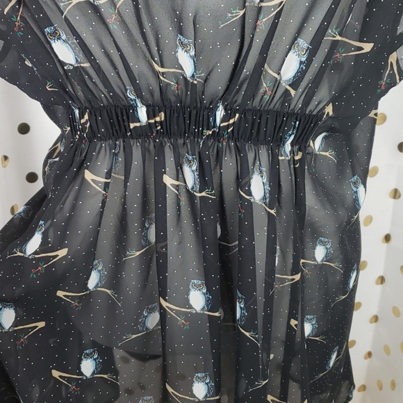 She Said...Black Sheer Owl Print Tunic - Picture 3 of 8